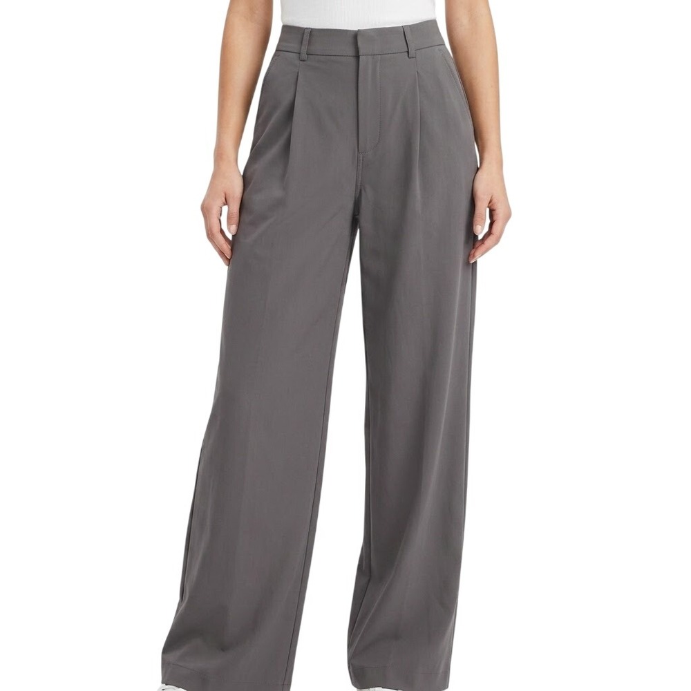 Halara Wide Leg Trousers Women Small Grey Pleated High Waist Workwear Athleisure
